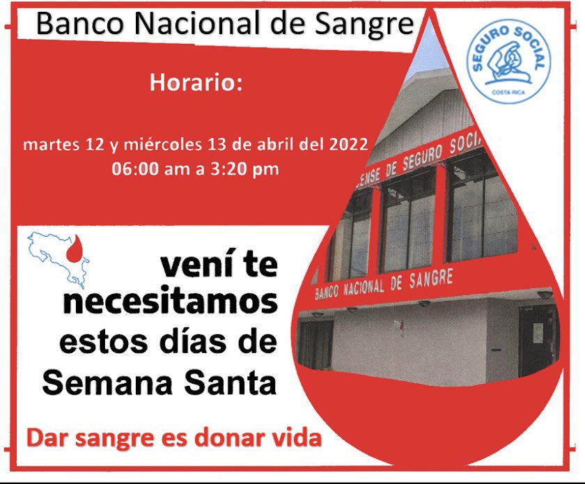 Banco Nacional de Sangre CCSS tweet media