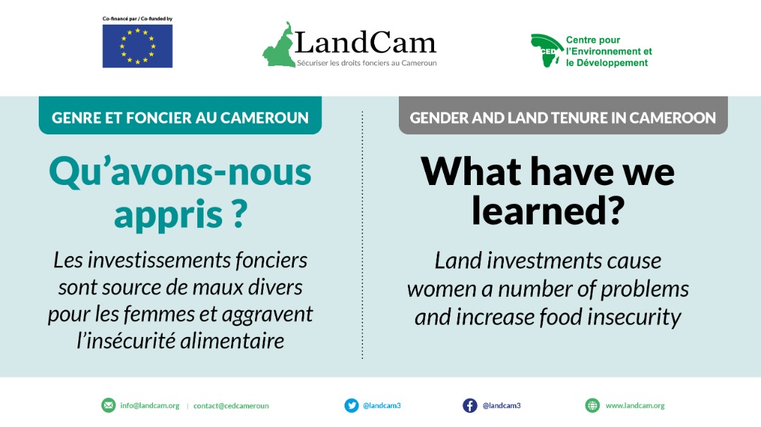 Qu'avons-nous appris de nos recherches sur le Genre et le foncier au Cameroun ?  
What have we learned from our researches on Gender and Land Tenure in Cameroon ?