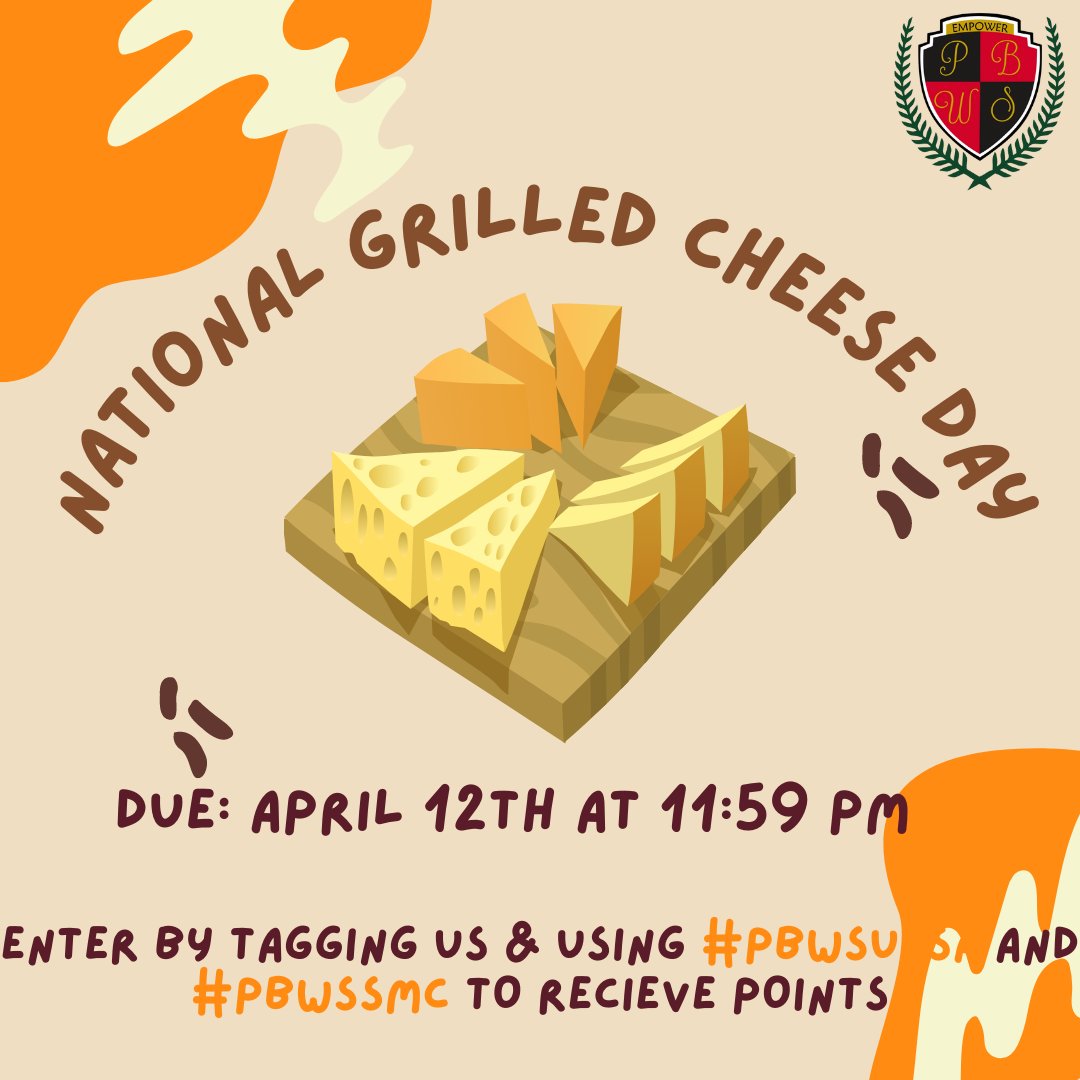 PBWS_UTSA's tweet photo. Today is National Grilled Cheese Day! It is also the last chance to earn points for our national/int. day smc. This is due tonight at 11:59pm. Make sure to tag/ss us using #pbwssmc and #pbwsutsa.

#pbwsutsa #utsastudents #utsacob #utsaalvarezcollegeofbusiness https://t.co/WoC2qBQ6GP