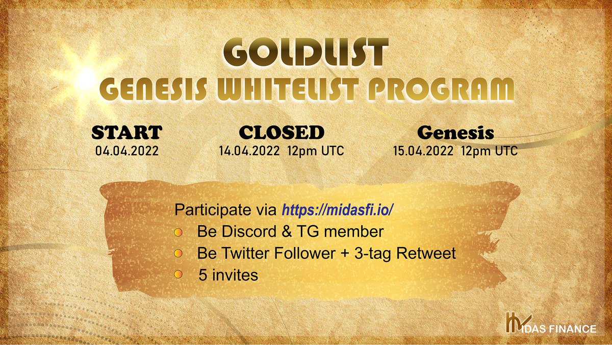 Midas__Finance's tweet photo. 🎁Don't forget to 🔥GRAB YOUR FREE TOKEN🔥 from GOLDLIST CAMPAIGN NOW!!!
💎First come first served, while seats last💎
Get it now: https://t.co/d5TrRSMnp5
> "The GOLDLIST" under "Grab FREE tokens"
#midasfinance #polygon #farm #nftgame #p2e #tombfork #yield_on_yield https://t.co/9BJ6DI2IP6