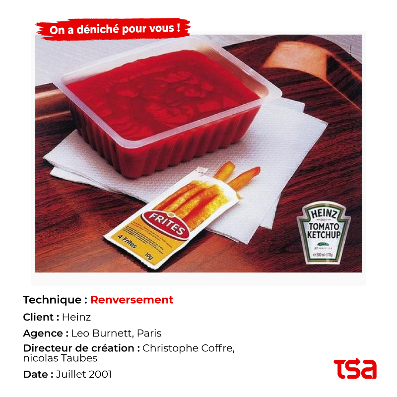 TSAagencecom's tweet photo. #On_a_déniché_pour_vous !
L'équipe de #LeoBurnett a utilisé dans cette campagne publicitaire pour le compte de la marque #Heinz, la technique de "#renversement" pour la mise en valeur de l'avantage du produit par transposition et #exagération. 
#tsaagencecom https://t.co/gmXWpO9cMw