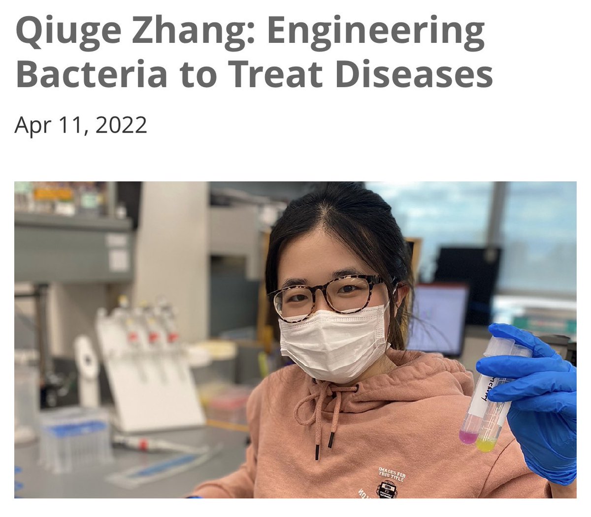 Sarkar Lab (@sarkarlab) on Twitter photo Lab member, Qiuge Zhang, “is focused on engineering bacteria to function as ‘living therapeutics’ that produce and deliver proteins to treat numerous diseases.” <a href="/UMNresearch/">U of M Research</a> <a href="/UMNBME/">UMN Biomedical Eng</a> <a href="/UMNCSE/">College of Sci & Eng</a>
research.umn.edu/units/techcomm… Lab member, Qiuge Zhang, “is focused on engineering bacteria to function as ‘living therapeutics’ that produce and deliver proteins to treat numerous diseases.” <a href="/UMNresearch/">U of M Research</a> <a href="/UMNBME/">UMN Biomedical Eng</a> <a href="/UMNCSE/">College of Sci & Eng</a>
research.umn.edu/units/techcomm…