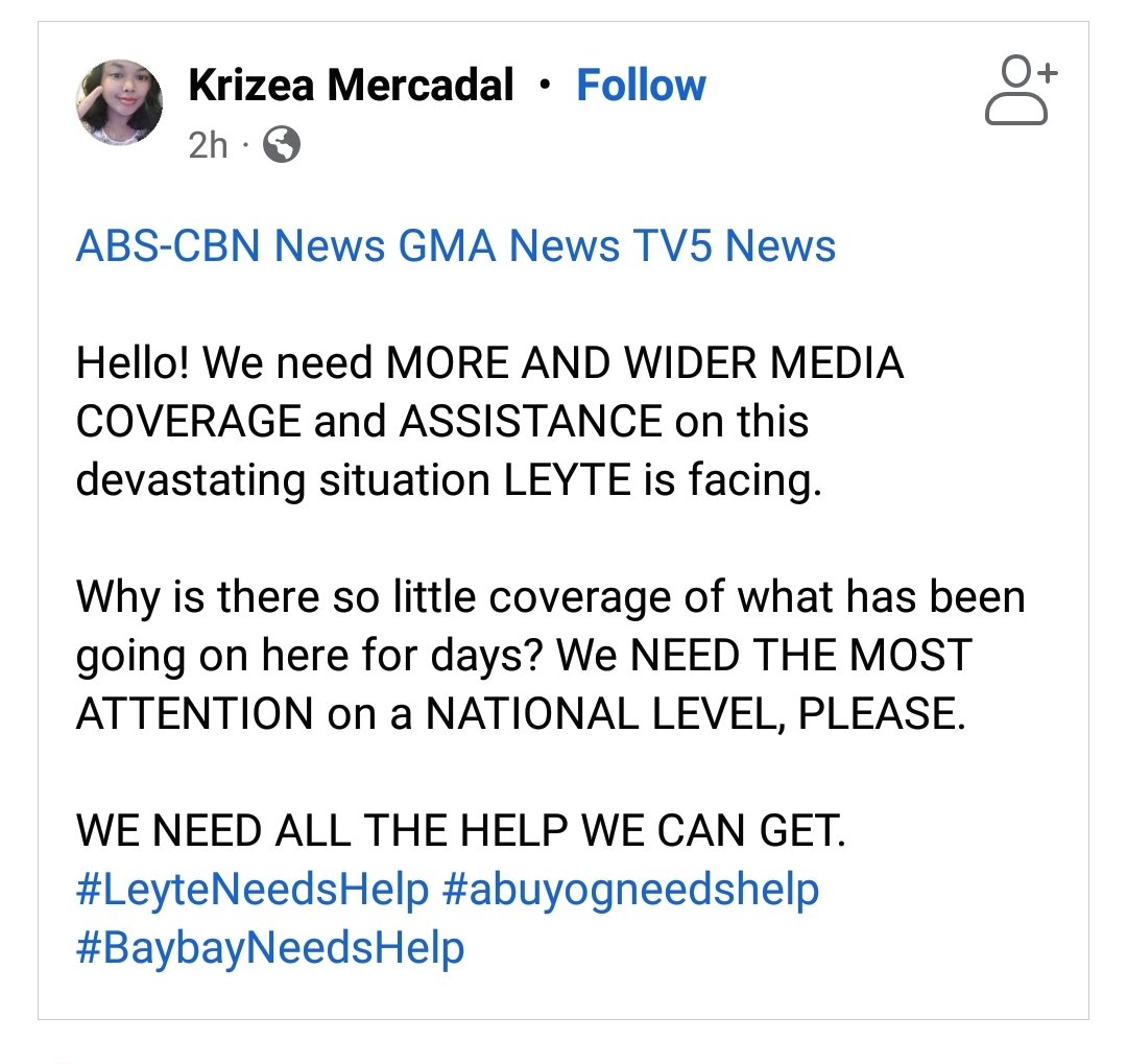 z_hzdp's tweet photo. help us spread!!
#AgatonPH #LeyteNeedsHelp #BaybayNeedsHelp https://t.co/QoOpo4nzW9