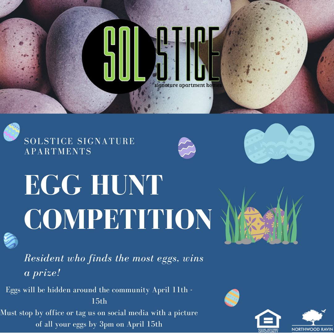 SolsticeOrlando's tweet photo. Our Community Egg Hunt has started! We will be hiding eggs all around the community until Friday afternoon.
May the best seeker win! #SolsticeOrlando #ExperienceTheUltimate #CommunityEggHunt #ThisIsNWRLiving https://t.co/Tuiu6xQJwW