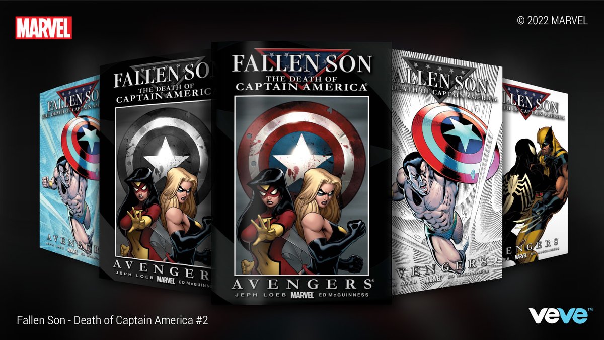 veve_official's tweet photo. 30 MINUTES!

The Death of Captain America, Part 2 of 5: @Marvel’s #FallenSon #2 features VeVe-Exclusive Rare &amp; Ultra Rare covers by Ron Frenz, Brett Breeding and @delgaduck. Drops at 8 AM PT in blind box: https://t.co/RhJzgDb31X

#MARVELxVeVe https://t.co/VmaIIDUAfF