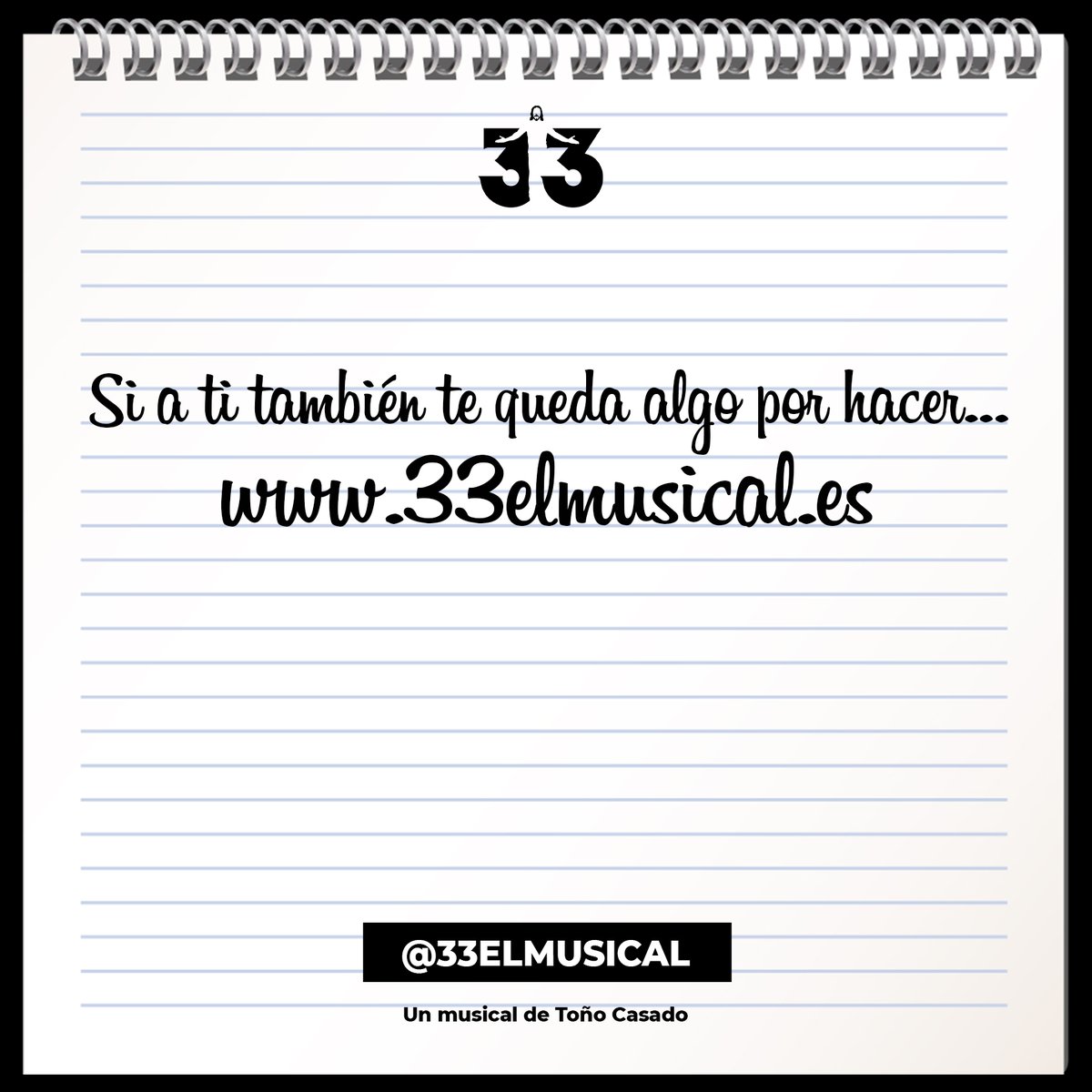 Repasa bien tu lista de tareas
por si hay alguna que te queda por hacer…

#33ElMusical 

EL EVENTO ONLINE MÁS GRANDE
DE LA SEMANA SANTA

❤️ Si aún lo tienes pendiente 
👉🏻 33elmusical.es

#SemanaSanta #SemanaSanta2022
#Católicos #Jesús #Musical