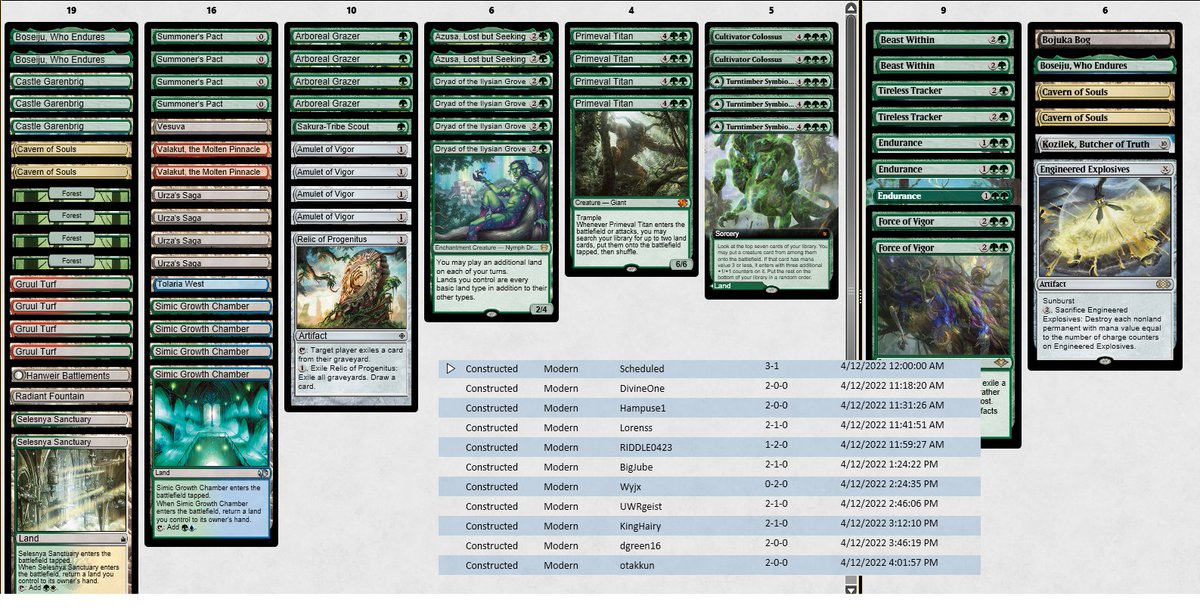 pastratta's tweet photo. Im on atypical amulet list and now i'm 11-3 with it.
Still need improvement, but i'm working on. 
#MTGO #Amulet #Titan #fescion https://t.co/C15fV2wYkM