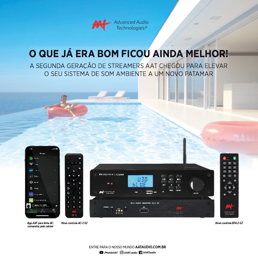 aat_audio's tweet photo. Tem novidade na linha de audio streamers AAT! São os modelos AC-2 e BTA-2 Geração 2.

Confira a eletrônica de segunda geração e os controles remotos mais completos!

Escolha o seu e aproveite: AC-2 G2 com conectividade Wi-Fi e Bluetooth ou BTA-2 G2 com Bluetooth e rádio FM? https://t.co/L3KrVs9gUC