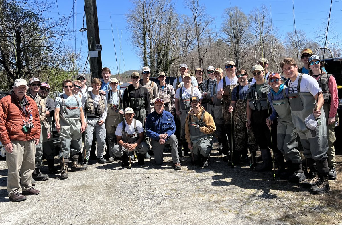 ClemsonPRTM's tweet photo. Clemson Leisure Skills students recently spent a beautiful spring Friday using their newly acquired fly fishing skills to catch trout on a fly.
Special thanks to the CU Fly Fishing Club for helping to mentor this big group!
#ClemsonPRTM #ClemsonLeisureSkills #ExperiencePRTM https://t.co/P6lCGHBJuH