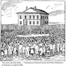 torontohistory's tweet photo. Apr. 12, 1838: Samuel Lount and Peter Matthews are hanged for their part in the Upper Canada Rebellions. Thousands came for the spectacle in Toronto https://t.co/vm9ooOdeEm