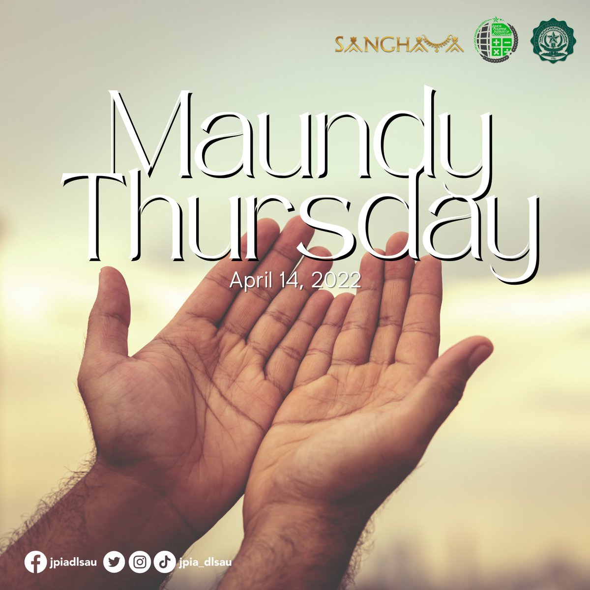 jpia_dlsau's tweet photo. Today, we commemorate Jesus' Last Supper with his Apostles and his foot washing of them before his crucifixion. Let us commemorate this special holiday by reflecting and praying for the safety of one another. May you find the renewal of hope, health, love and the spirit of God! https://t.co/pj0bVdLKPf