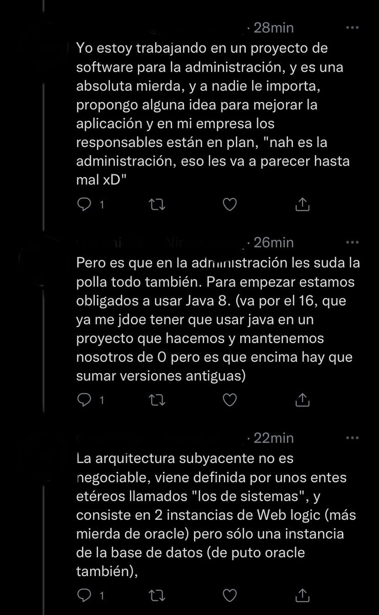 JaimeObregon's tweet photo. Ministros, secretarios de Estado, directores generales:

🎉 ¡La e-Administración desde el ángulo que habitualmente no se ve! El de quienes desarrollan los servicios públicos digitales que luego todos los ciudadanos padecemos.

El modelo de desarrollo está 𝗿𝗼𝘁𝗼 de raíz. https://t.co/7aFr0c1olI
