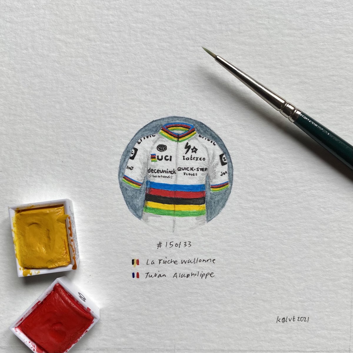 The full collection of 31 Miniature Art Pieces on sale to one lucky collector! kalvt.com/product/2021-c… #UCIWorldTourCollection #cyclinglife #art #artcollectors #watercolorpainting