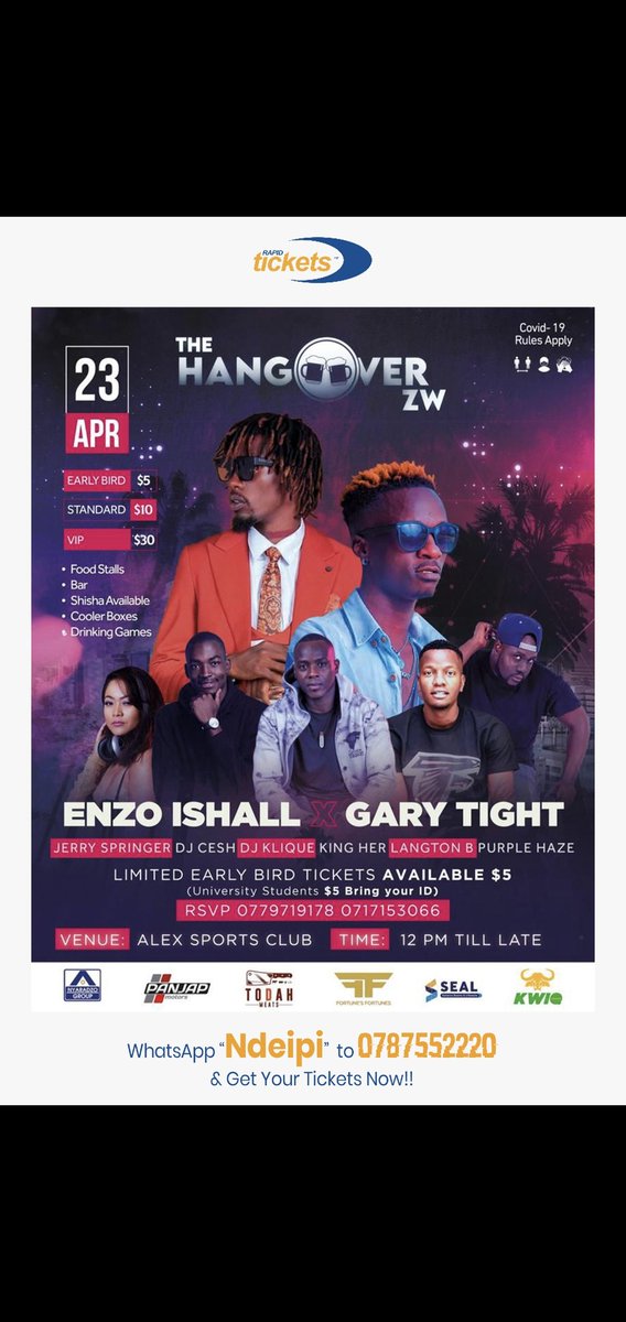 rapid_tickets's tweet photo. Treat yourself to some nice music, good food and cool drinks at The Hangover, 23 April 2022.
Get your ticket now on https://t.co/Nfue4U5dZc https://t.co/0wD7SA0Ppm