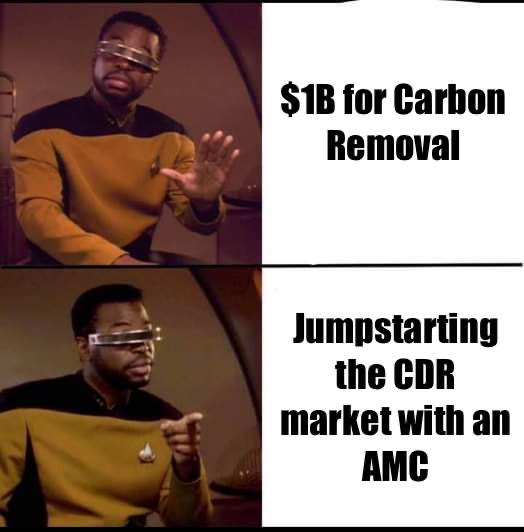 Space was supposed to be the final Frontier, but a group of corporates has decloaked with a Galaxy-class budget to accelerate the market for carbon removal.

This new effort is much more than the $1B at their disposal, so lets talk about advanced market commitments (AMCs) 🖖👇