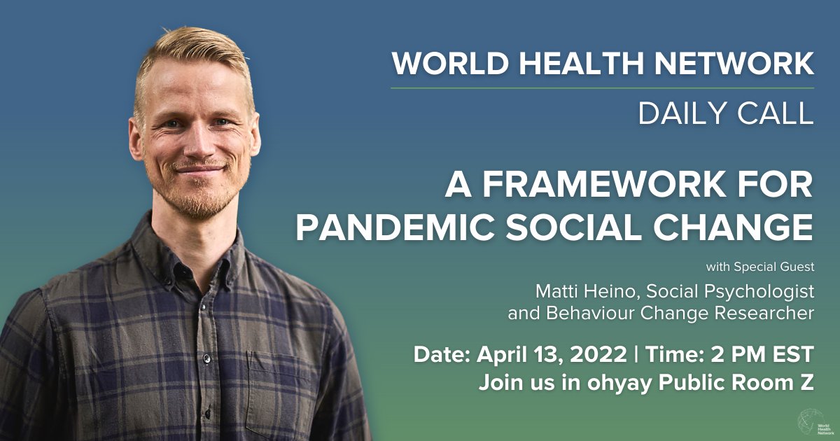 Matti Heino <a href="/Heinonmatti/">matti heino</a> #socialpsychologist &amp; researcher, is joining <a href="/TheWHN/">World Health Network</a> April 13th, at 2pm ET / 8pm CET to discuss common #mentalmodels and misconceptions, which have contributed to sub-par decision making during the #COVID-19 #pandemic.

Sign up: zcu.io/417l
