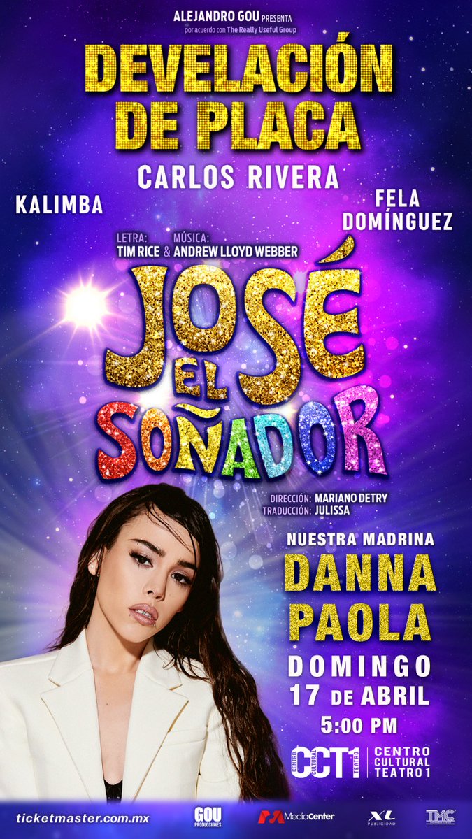 alex_gou's tweet photo. Nuestra querida y Talentosa @dannapaola será nuestra madrina en @JoseElMusical https://t.co/XqETcaIA2g