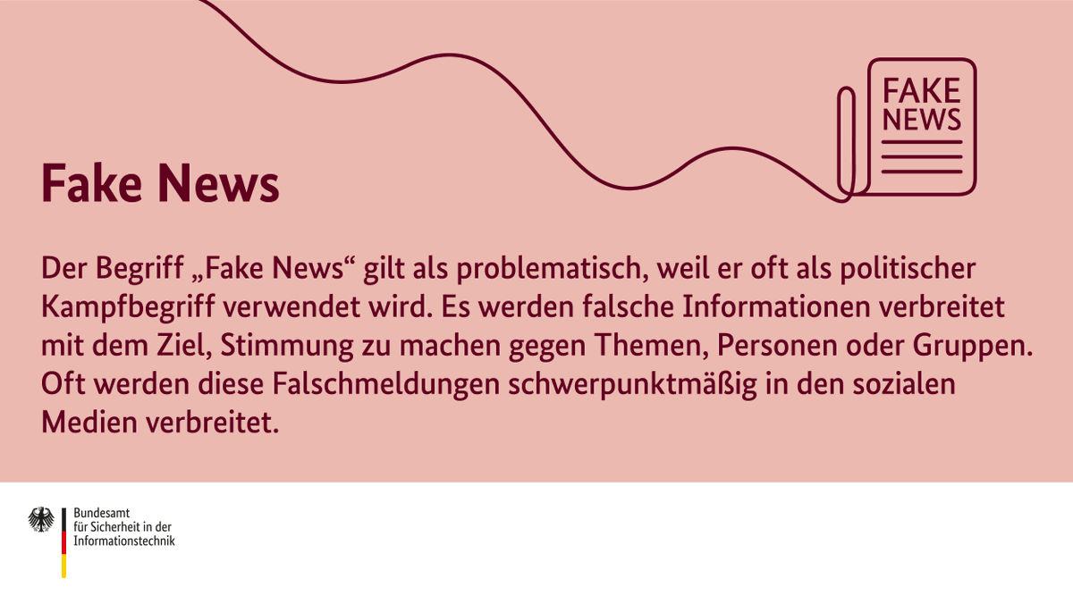 Der Begriff „Fake News“ gilt als problematisch, weil er oft als politischer Kampfbegriff verwendet wird. Es werden falsche Informationen verbreitet mit dem Ziel, Stimmung zu machen gegen Themen, Personen oder Gruppen. Oft werden diese Falschmeldungen schwerpunktmäßig in den sozialen Medien verbreitet.