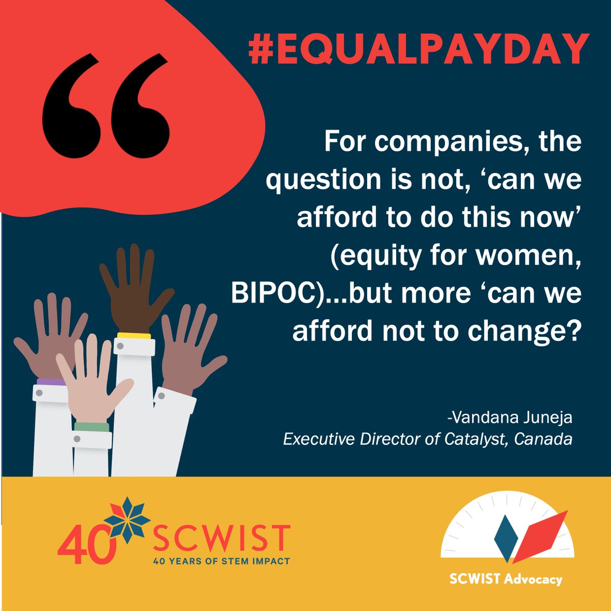 To help close the pay equity gap, STEM companies can read about key suggestions in our blog, 'Bridging the pay through policy action'. Read more here: scwist.ca/bridging-the-p… #MoveTheDialWithSCWIST #SCWISTAdvocacy #SCWISTAdvocacy2022 #EqualPayDay