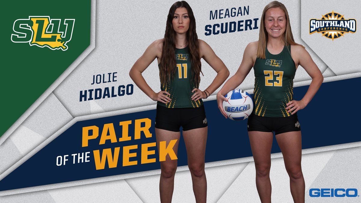 SouthlandSports's tweet photo. Southeastern's @jolie_hidalgo &amp; @megscuds7 named Southland 🏖️🏐 Pair of the Week, presented by GEICO❗️ #SouthlandStrong💪#LionUp🦁

📰- https://t.co/kejJelrbGm https://t.co/Hb5fhwwnSJ