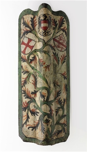 TheArmour's tweet image. A beautifully painted #Pavise,

Height: 43.1 in/109.5 cm
Width: 16.5 in/42 cm

#Winterthur, #Switzerland, ca. 1450, housed at the @LMZurich

#armor #weapons #shield #medieval #middleages #renaissance #landesmuseumzurich #art #history