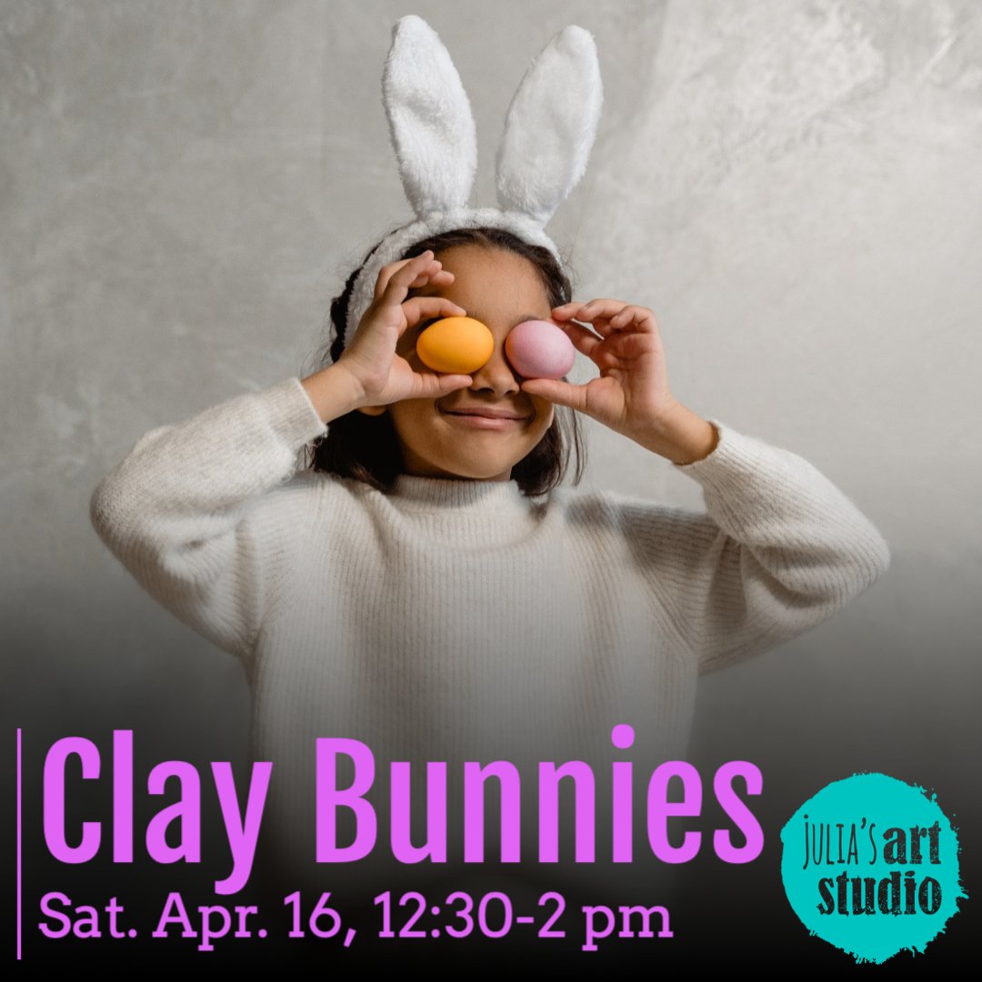 Make it a parent/child event or drop off your young artists from 12:30-2 pm for CLAY BUNNIES workshop! Link in bio.
#ArtIsForEveryone #Easter #clay #bunnies #Creativity #MsJuliasArtStudio