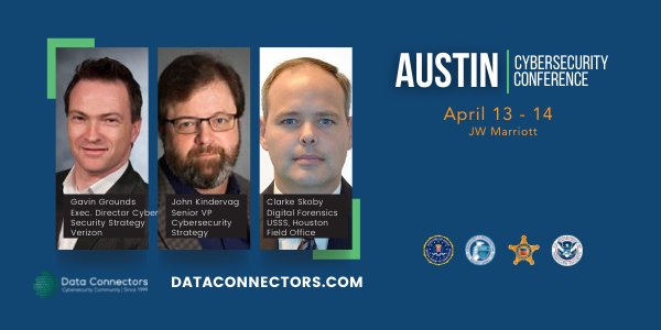 AmandaSueWalker's tweet image. This week's @DataConnectors #CyberSecConf kicks off tomorrow with speakers like @gavingrounds, @Kindervag , the @SecretService Houston field office's Clarke Skoby, and more all discussing what's happening right now in the #CyberSecurity industry