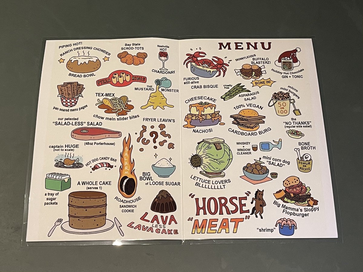 Menu from a Close Enough ep that we gave out at the season 3 premiere party!