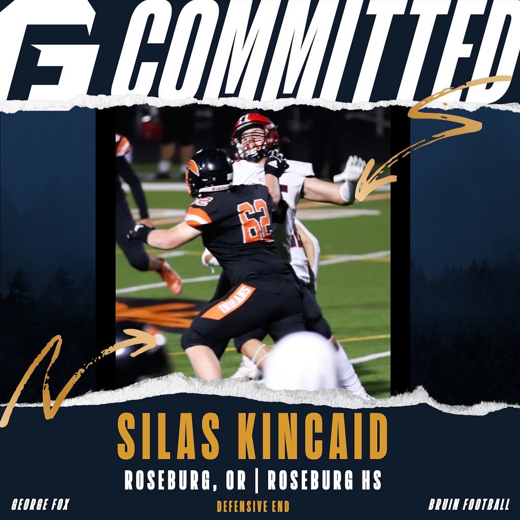 silaskincaid62's tweet photo. I’m exited to annonce that I will be continuing my football career at George Fox University. I am super thankful and really blessed to have this opportunity. #GoBruines @GFUFootball https://t.co/c0pMXSZV6g