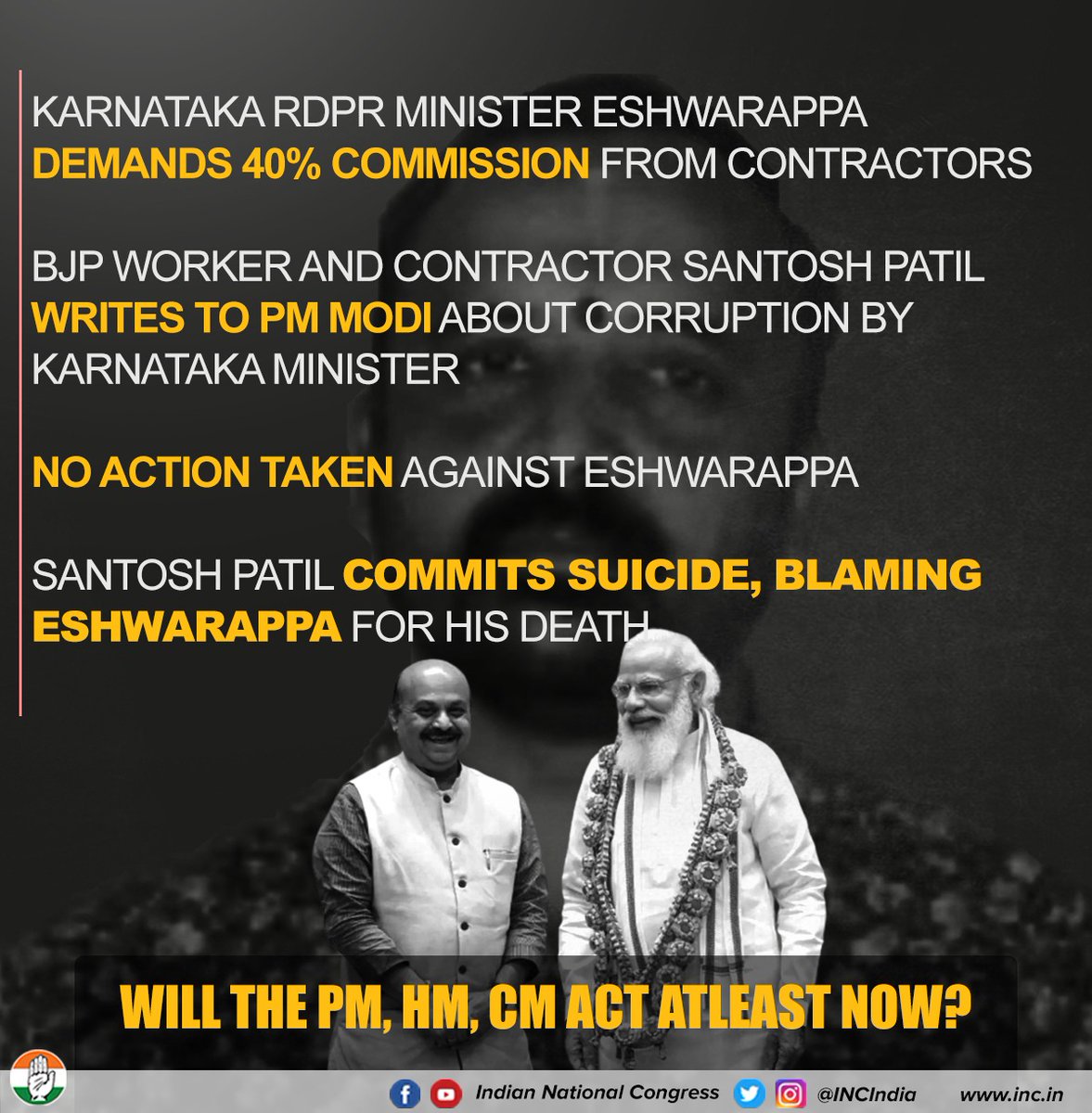 INCTelangana's tweet image. Aap Chronology Samajhiye.

You will be exploited by the BJP.

If you complain...

You will be exterminated by the BJP.

#BJPCorruptionFiles