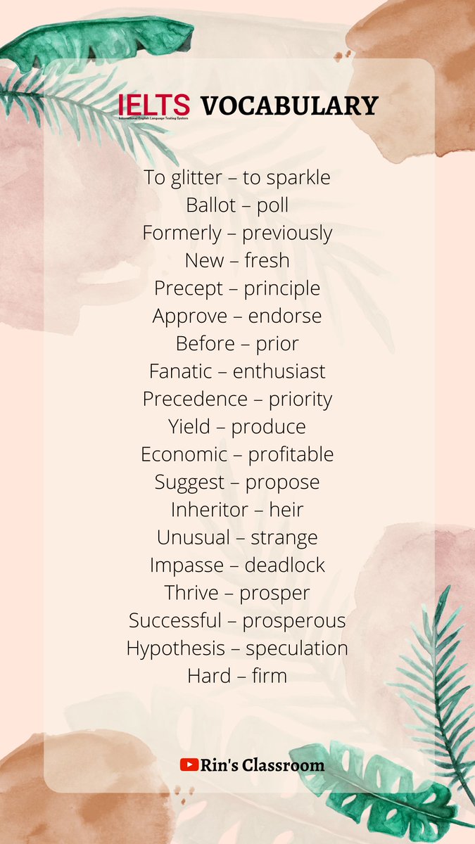 hermionyyye's tweet image. 1000 Kosakata yang Paling Sering Muncul di Tes IELTS! 📝

Kosakata ini adalah kosakata yang telah dipilih mengacu pada tes-tes IELTS sebelumnya dengan pengalaman dan panduan dari para ahli!

PART 3!