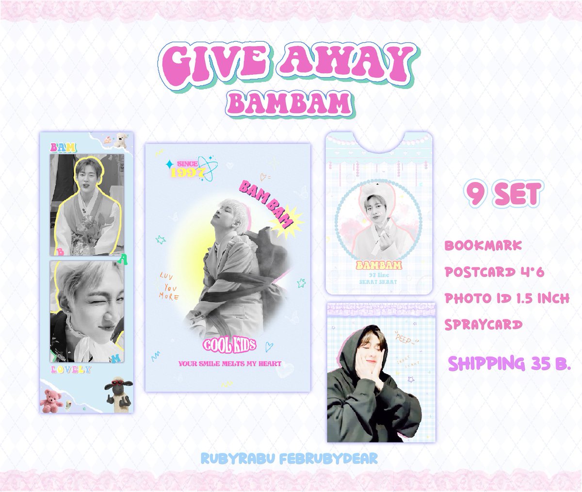 🤹🏻⌇𝗁𝖾𝗅𝗅𝗈 💡⟡ Pls RT 

◡̈ Give away 𝔹𝔸𝕄𝔹𝔸𝕄 day

𓄴 from 28/04 19.30
𓄴 ค่าเดินทาง 35฿

ฟอร์มแท็กเรียกค้าบ : forms.gle/fEDxEvpf4PanaU…

( #BamBam #Giveaway #Got7 #HAPPYBAMBAMDAY )