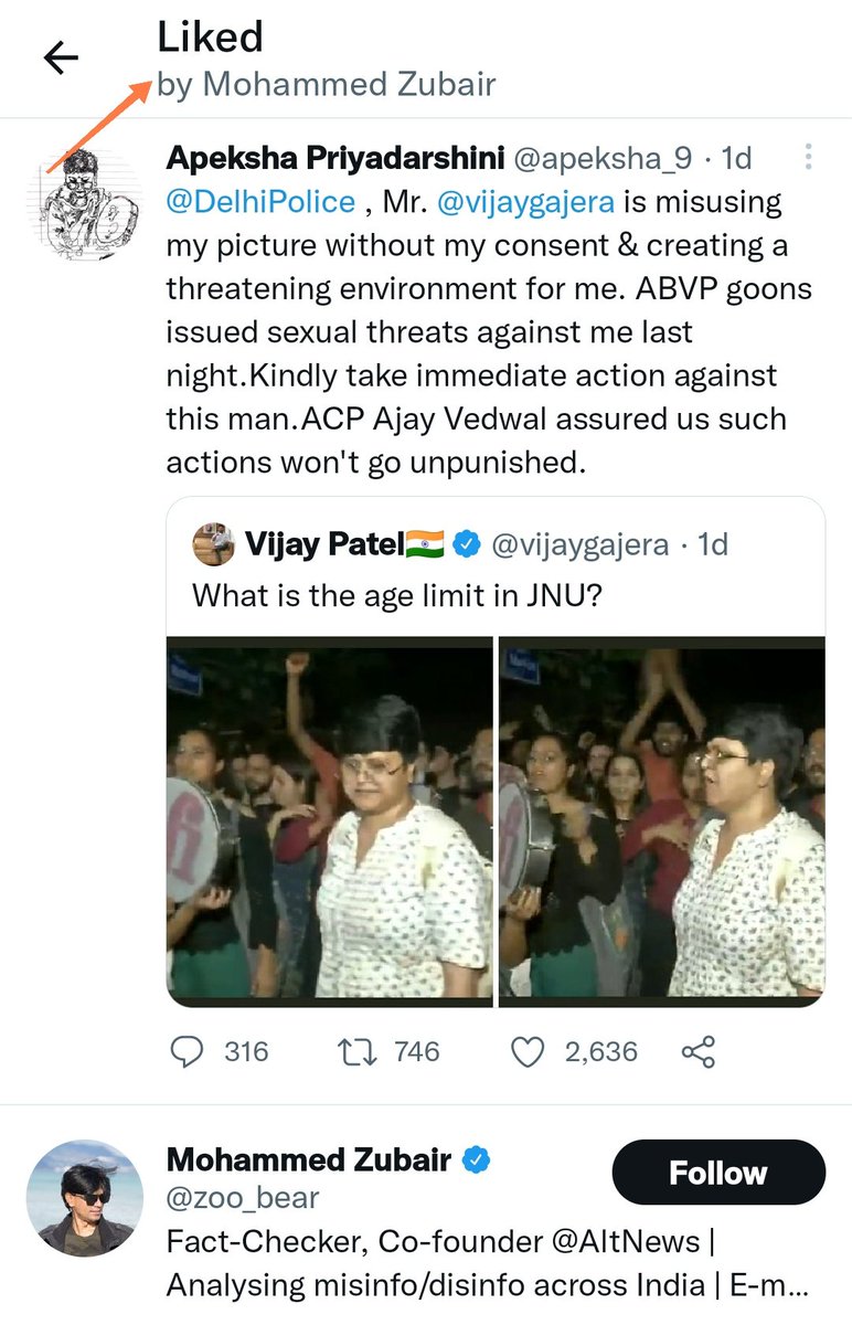 vijaygajera's tweet photo. This toxic left ecosystem wants to file a case against me for using photo available with ANI and asking about the age of JNU students 😂

@zoo_bear also joined them🤡 https://t.co/6qZAwKHccY