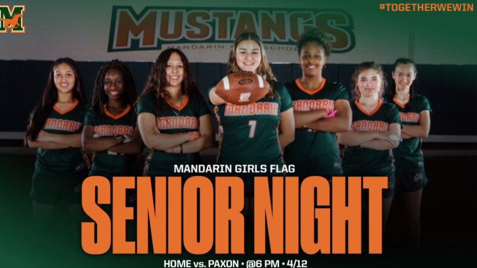 MandarinFlagFB's tweet photo. Our Senior will be recognized for their  contributions and commitment to Mandarin Flag Football tonight, in the Corral @ 7pm tonight following JV vs Paxon. Come and cheer this Mustangs on! https://t.co/VADzbCzF77