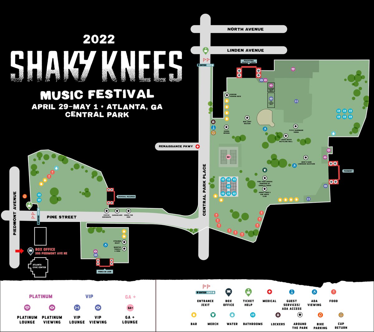 Shaky Knees 2022 map