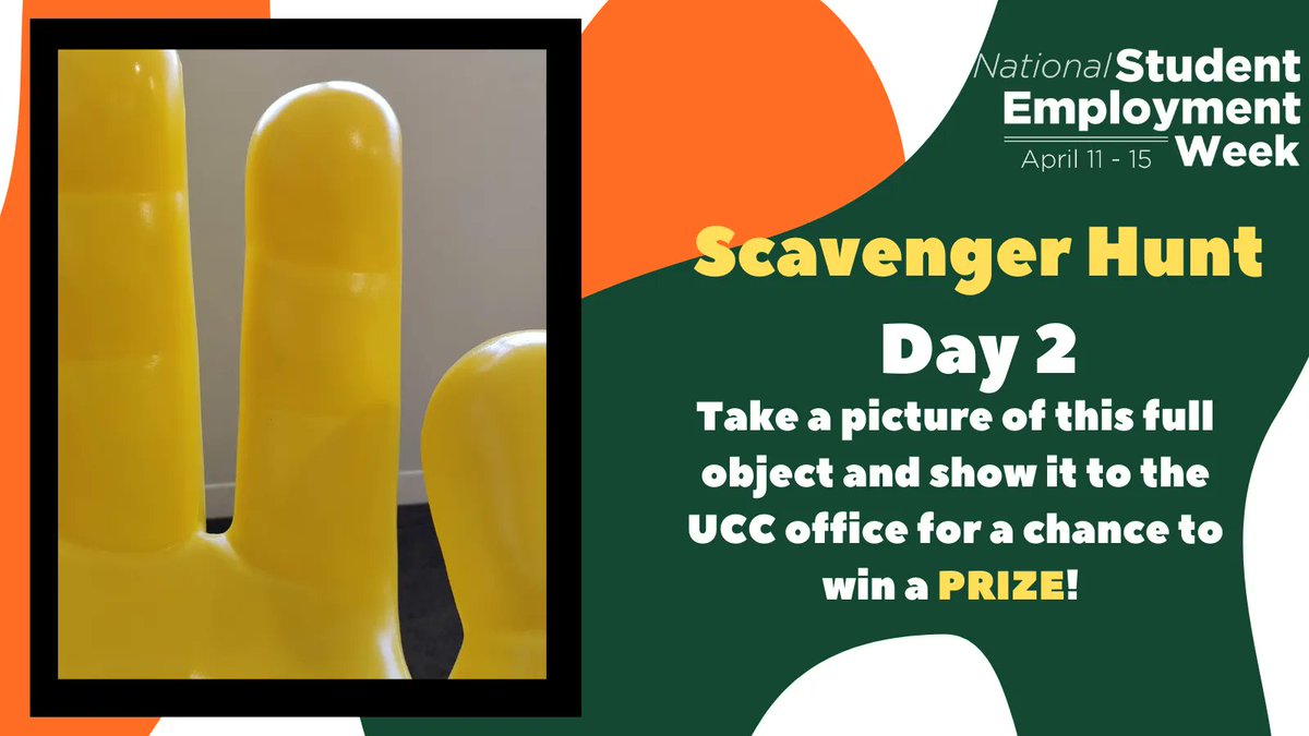 Stop by the Career Center with a photo of the object in the picture for the chance to win a Prize!! #StudentEmploymentWeek