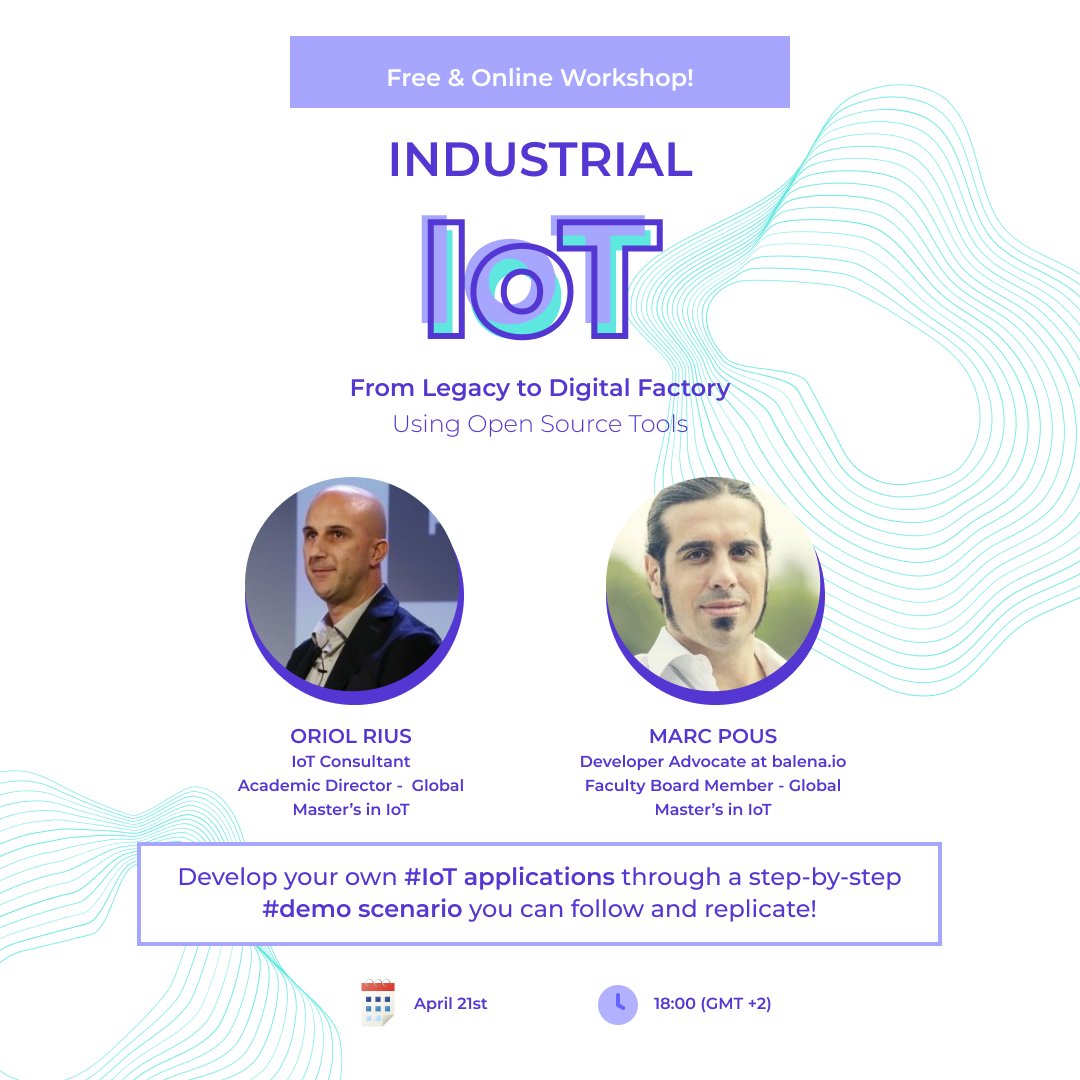 Want to develop your own #IoT applications to convert #legacy to #digital factory using #open #source tools? Experts @oriolrius & @gy4nt will teach you how and guide you through the process! 😉👇 REGISTER NOW (free & online): bit.ly/3JBaGz0