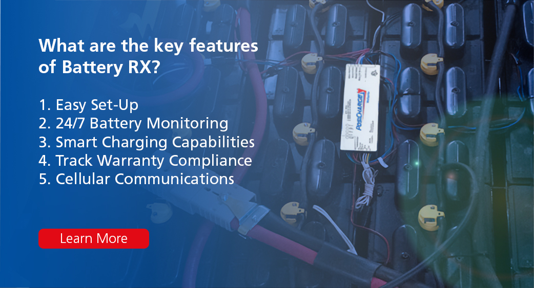 PosiCharge's tweet photo. How are your batteries performing? Our advanced battery management tool, Battery RX™, can monitor, record, and report on the health of your batteries. Overall, enhancing fleet productivity and giving you data to extend your battery life. Learn more: https://t.co/ytdkamoKeW https://t.co/iAyQFOJ01W
