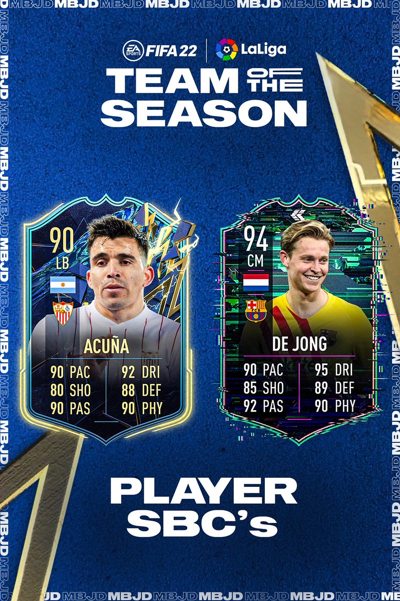 MBJDesigns's tweet photo. #FIFA22 LaLiga Team Of The Season Prediction ⚡️

FT. 98 Benzema 🇫🇷 95 Courtois 🇧🇪 94 Vinicius 🇧🇷

Wich players would you like to see the most? 🤔

#FUT22 #TOTS #MBJDesigns https://t.co/ia0U5fxV8k