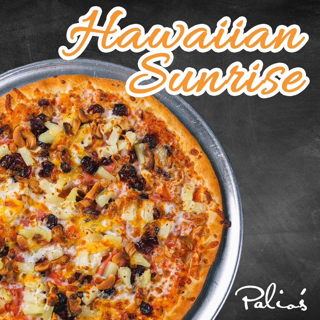 PaliosFrisco's tweet photo. Spotlight Pizza: THE HAWAIIAN SUNRISE

Dig into this pizza topped with ham, pineapple, roasted cashews, sun-dried cranberries with mozzarella &amp; cheddar cheese. Your tastebuds will thank you!

https://t.co/9gtdgiKyiW https://t.co/Sol9DcDTkr