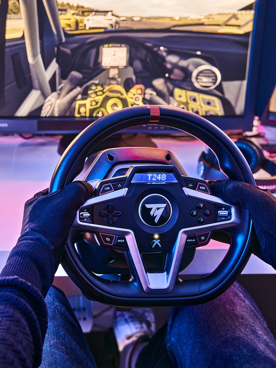 TMThrustmaster's tweet photo. Dynamic forcefeedback, 25 action buttons, a new hybrid system...
The T248 has everything to help you #MasterEachTrack, even in #iRacing! 

Compatible with Xbox and PC

Check out our official resellers list here: https://t.co/C1x3lWqP1M https://t.co/lGOSxTQEkI