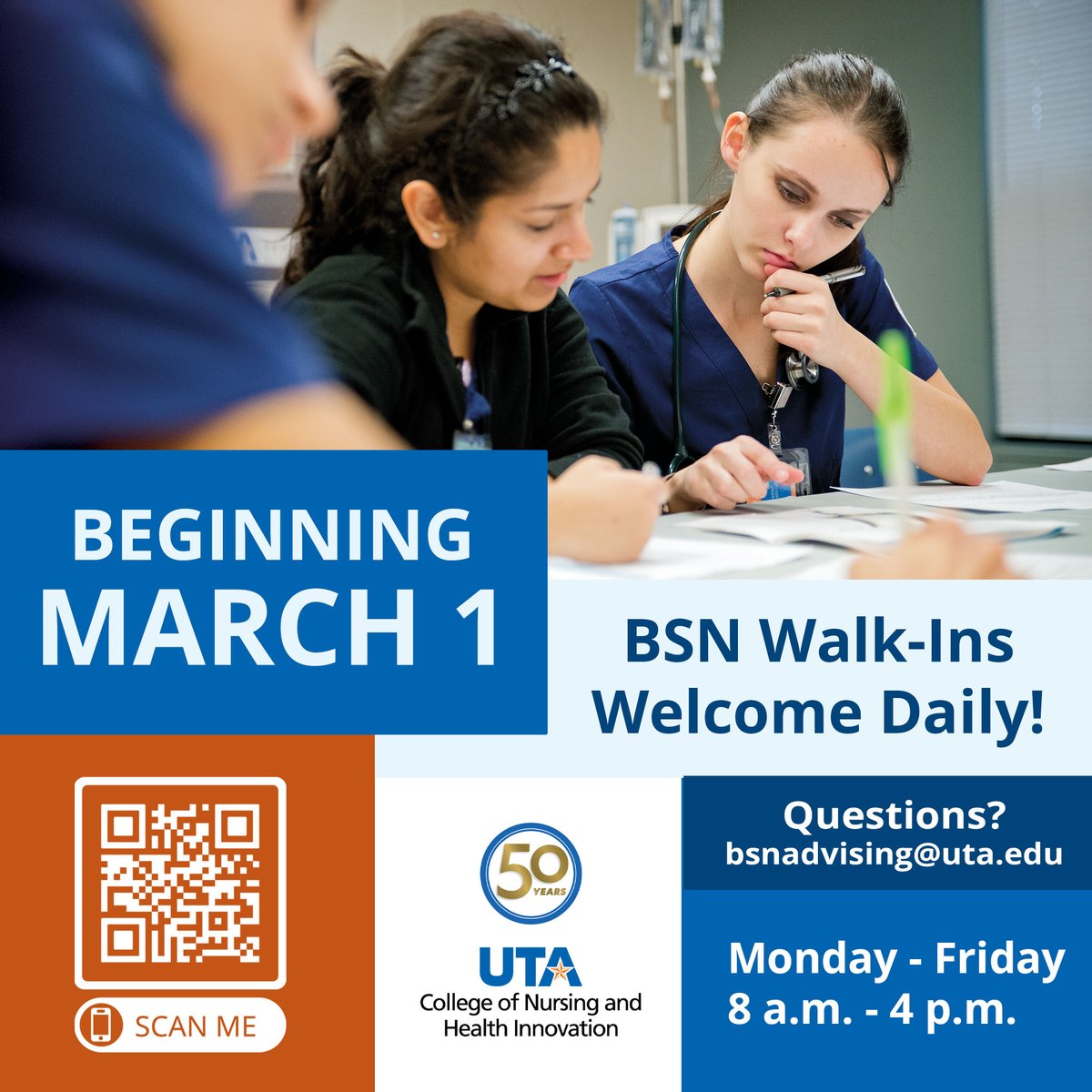 utaconhi's tweet photo. Need to speak with an advisor? Walk-In appointments are now available for nursing students Monday through Friday from 8:00 a.m. to 4:00 p.m.? Stop by the Office of Enrollment and Student Services  in Pickard Hall, Rm 119.

Learn more: https://t.co/VGHJah9OrS https://t.co/qBU5euE1JJ