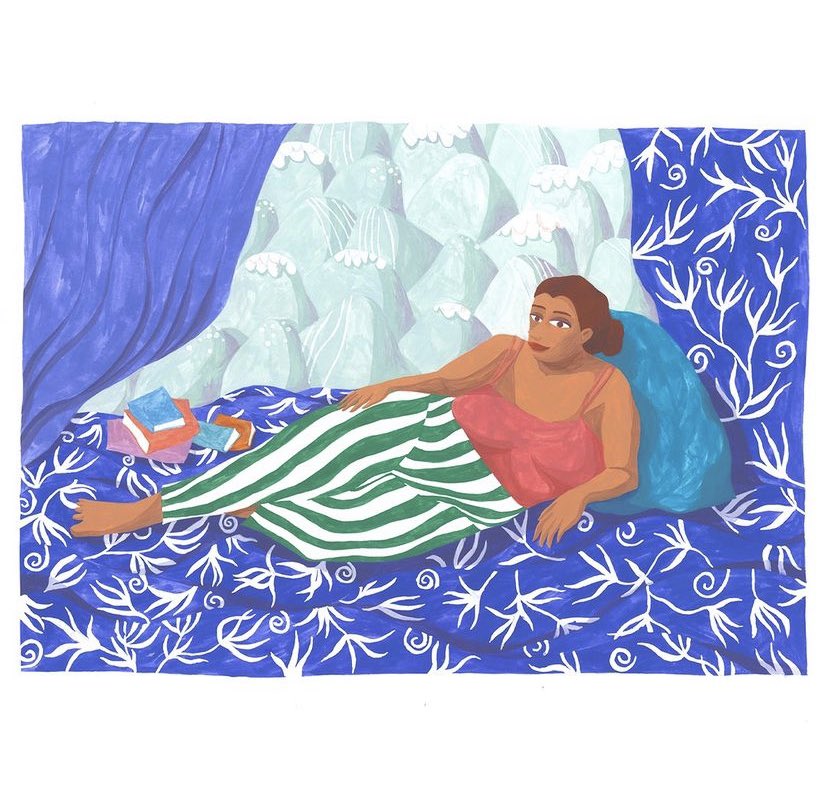 coll_artemisiae's tweet photo. Mathilde (mathilde_villerot) revisite La Chambre bleue de Suzanne Valadon, avec son propre style ✨ https://t.co/2XwnpULtl0