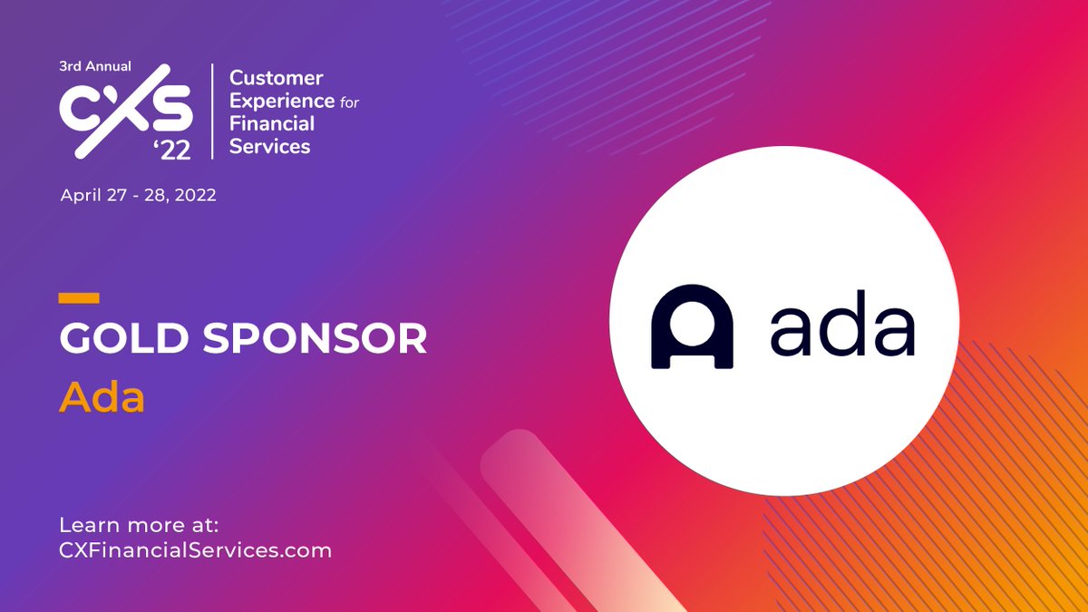 We are excited to have <a href="/ada_cx/">ada</a> joining the #CXFS2022 summit on April 27-28! Ada solves more than 80% of customer inquiries with powerful automation that frees live agents to handle the most mission-critical interactions.

#CX #UX #customerexperience