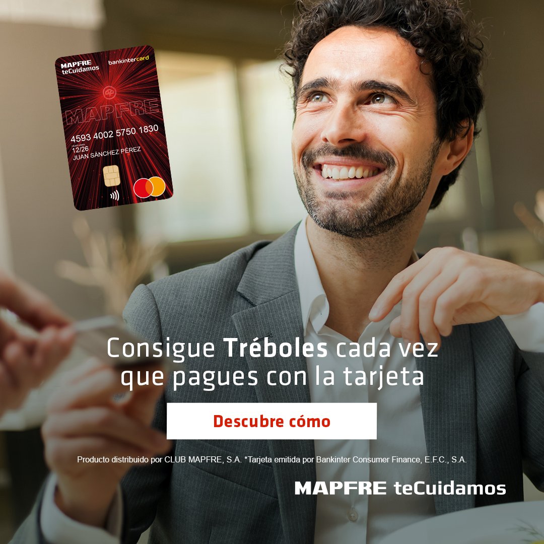 MAPFRE_ES's tweet photo. Menos siempre es más. 😉 Por eso, ahora tienes en solo una tarjeta tu Carnet de Socio #MAPFREteCuidamos y tu *Tarjeta de Crédito. Con más #ventajas y más #ahorro. 💳 ¡Solicítala Ya! https://t.co/KSk8QWf60n https://t.co/SBKq9347RM