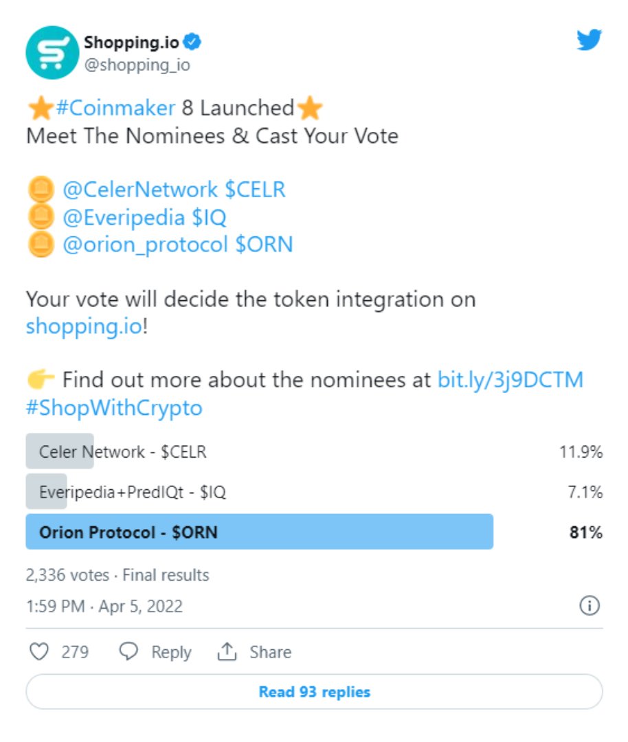 BuildOnLumia's tweet photo. $ORN coming to Amazon, eBay, Walmart + more 🛍

$ORN will be integrated as a form of payment on @shopping_io

This coming integration means $ORN can be used at:

@amazon
@eBay
@Walmart
@Etsy
+ more🛍️

Learn more: https://t.co/oyD4XhzAwB

Thanks to all who voted. Stay tuned!

$ORN https://t.co/YJ4oVm5w88