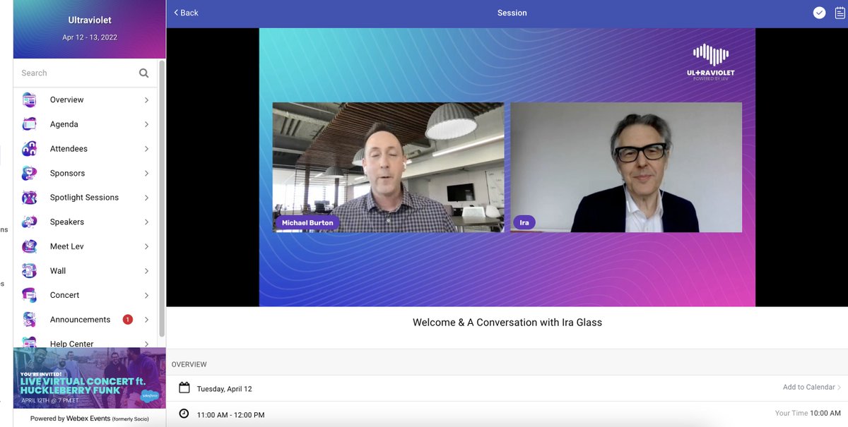KrisCasariego's tweet photo. Happening Now: NPR’s Ira Glass giving the keynote on the Art of Storytelling on @lifeatlev’s #UltraViolet2022.  We love our partners! https://t.co/RTWSTmTyEZ