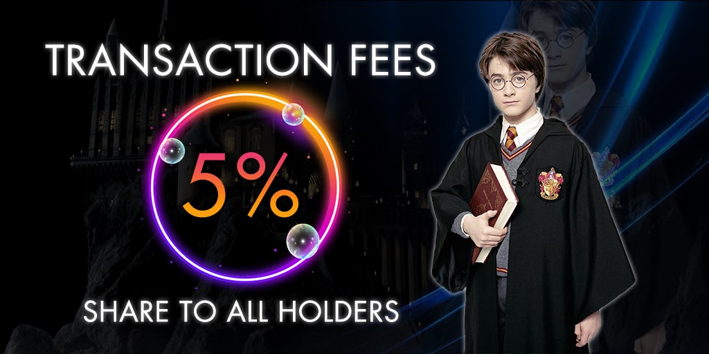 "🔥 5% of transaction fees will be shared to all the holders!
More tokens you hold, the more profit / money YOU will get.

This is the good news for you guys to Buy and Hold HPI

#HPIToken #HPI #BSC #HarryPotter20thAnniversary