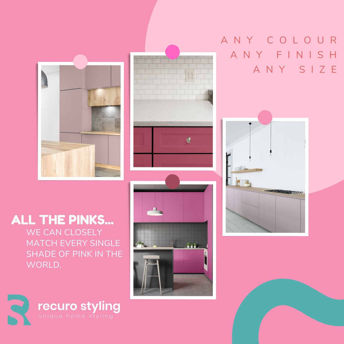 Recurostyling's tweet image. The photo says it all, any size, any colour and any finish.

Today we appreciated the pinks. We closely matched shades from Valspar, Farrow &amp;amp; Ball and Graham &amp;amp; Brown.

#pinkhome #pinkbedroom #pinkkitchen #pinkinterior