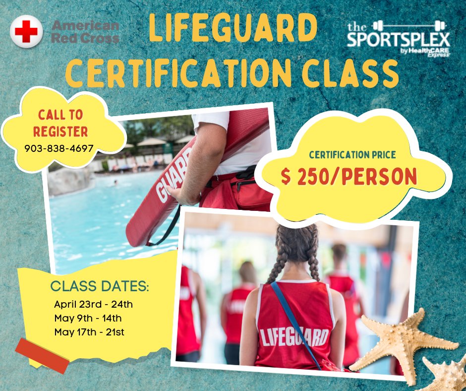 txkplex's tweet image. Interested in becoming a certified #lifeguard? 

Give us a call to pre register! 

#swim #summer #pool #redcross #gym